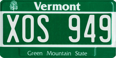 VT license plate XOS949