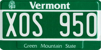 VT license plate XOS950