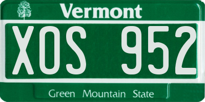 VT license plate XOS952