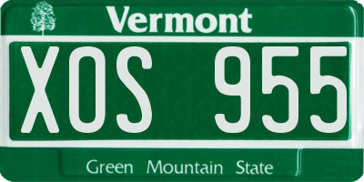 VT license plate XOS955