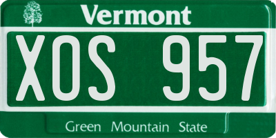 VT license plate XOS957