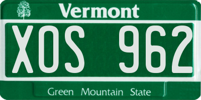 VT license plate XOS962