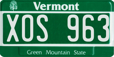 VT license plate XOS963