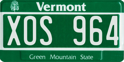 VT license plate XOS964
