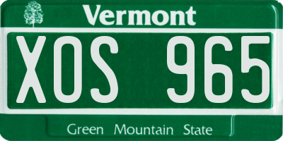 VT license plate XOS965