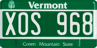VT license plate XOS968
