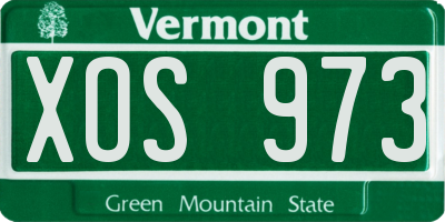 VT license plate XOS973