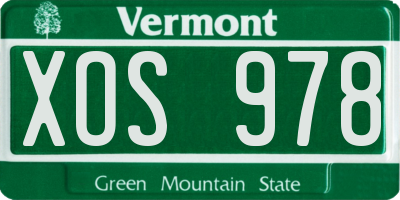 VT license plate XOS978