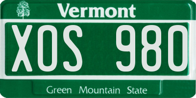 VT license plate XOS980
