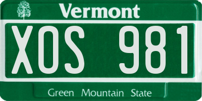 VT license plate XOS981