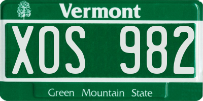 VT license plate XOS982