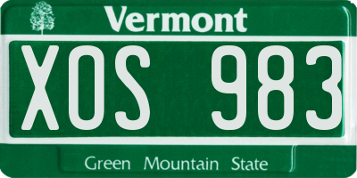 VT license plate XOS983