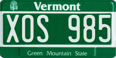 VT license plate XOS985