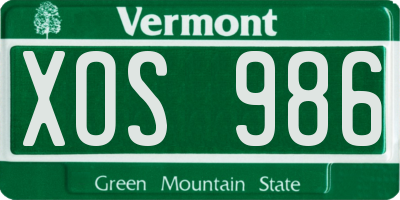 VT license plate XOS986