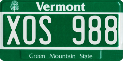 VT license plate XOS988