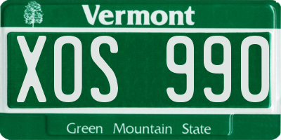 VT license plate XOS990