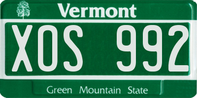 VT license plate XOS992