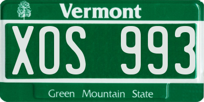 VT license plate XOS993