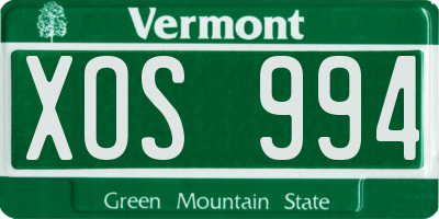 VT license plate XOS994