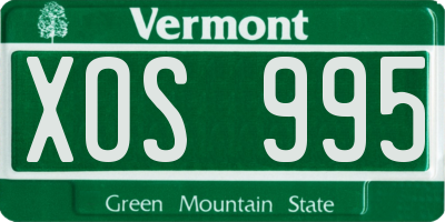 VT license plate XOS995