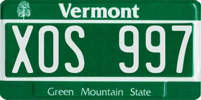 VT license plate XOS997
