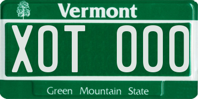 VT license plate XOT000