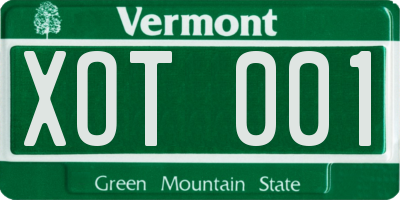 VT license plate XOT001