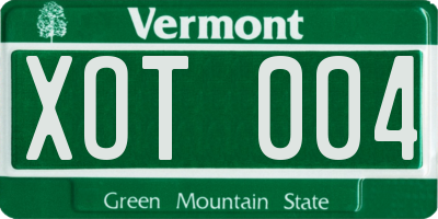 VT license plate XOT004