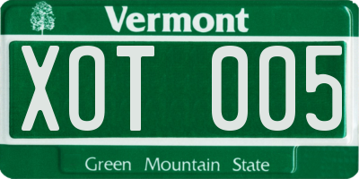VT license plate XOT005