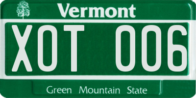 VT license plate XOT006