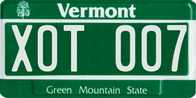 VT license plate XOT007