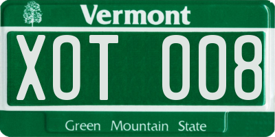 VT license plate XOT008