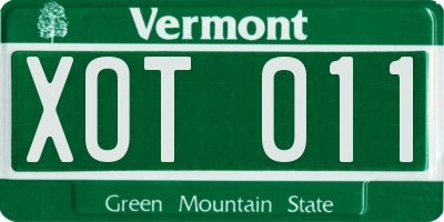 VT license plate XOT011