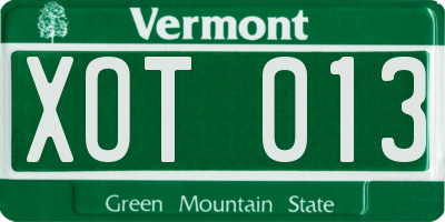 VT license plate XOT013
