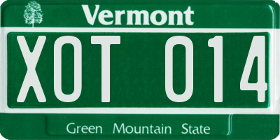 VT license plate XOT014