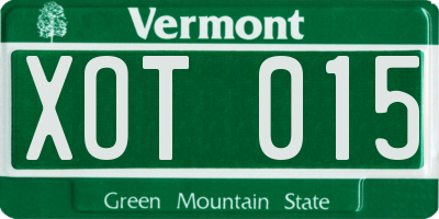 VT license plate XOT015