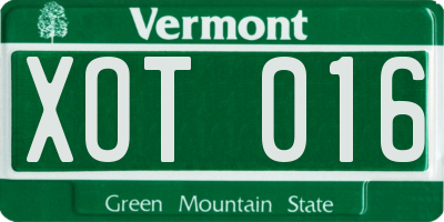 VT license plate XOT016