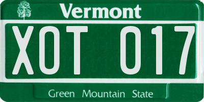 VT license plate XOT017