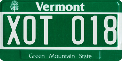 VT license plate XOT018