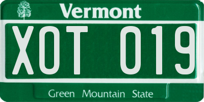 VT license plate XOT019