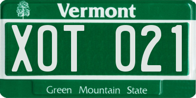 VT license plate XOT021