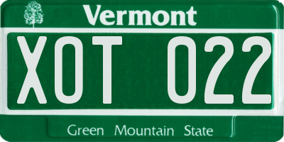 VT license plate XOT022