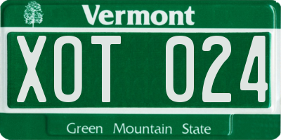 VT license plate XOT024