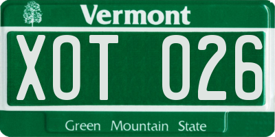 VT license plate XOT026