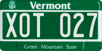VT license plate XOT027