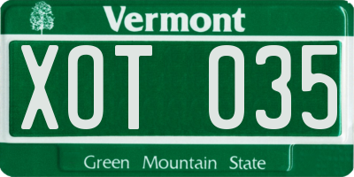 VT license plate XOT035