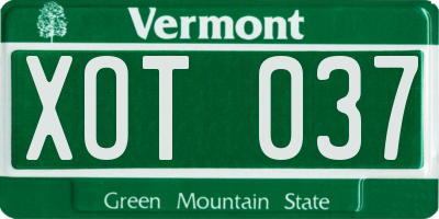 VT license plate XOT037