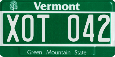 VT license plate XOT042