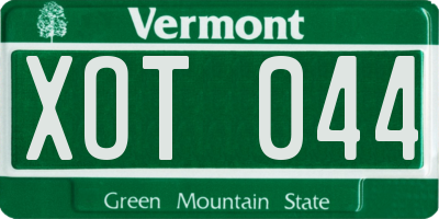 VT license plate XOT044