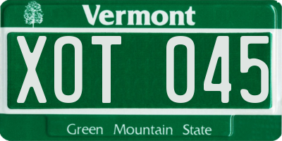 VT license plate XOT045